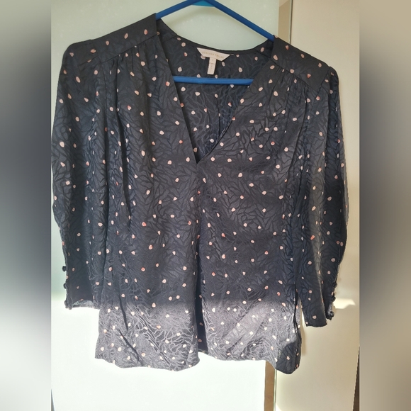 Rebecca Taylor Blue Wrap Blouse with Notched Collar - Picture 1 of 5